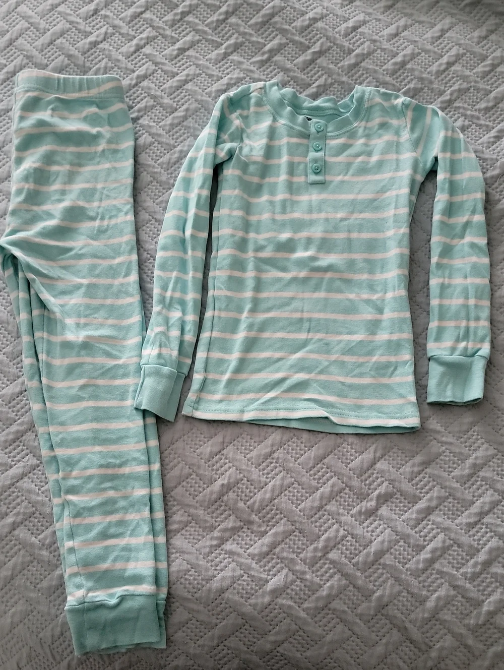 Gymboree Teal and White Striped Two-Piece Pajama Set